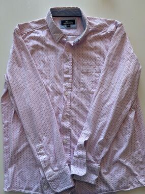 Johnston & Murphy Men’s Light Pink Patterned Button-Down Shirt